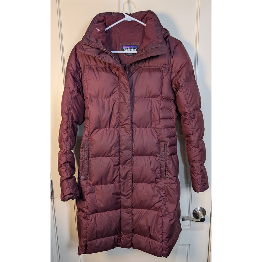 Patagonia Down With It Parka Women's Size: M Burgundy Long Winter Coat Jacket